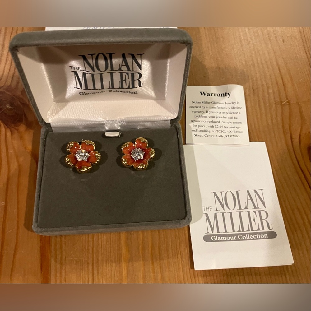 NEW Nolan Miller Glamour Collection Country Garden Flower Earrings & Box